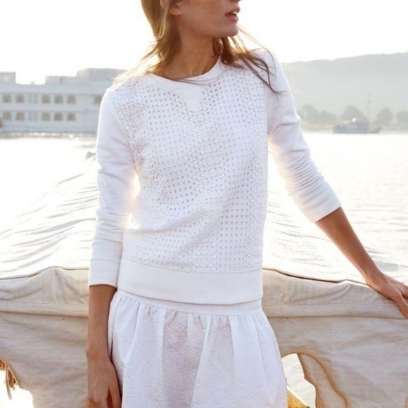 J.crew‎ eyelet sweatshirt pullover navy size small - Picture 7 of 7